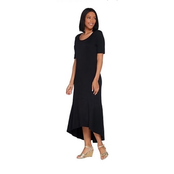 Isaac Mizrahi Live! Petite Elbow Sleeve Knit Maxi Dress - (hi /low) - NWOT - Picture 2 of 3